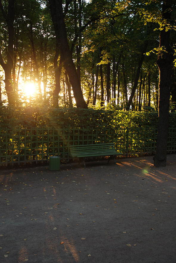 Zonsondergang in Summer gardens Sint Petersburg