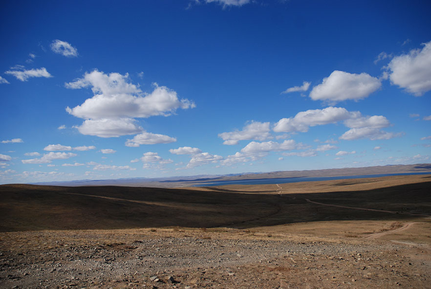 Uitzicht op Ugii meer Mongolië