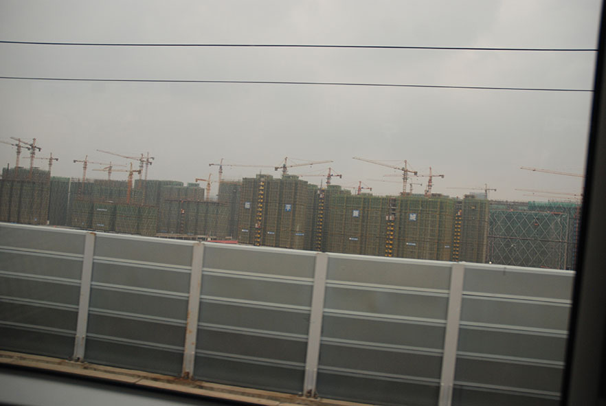 Uitzicht vanuit de trein van Shanghai naar Hangzhou China