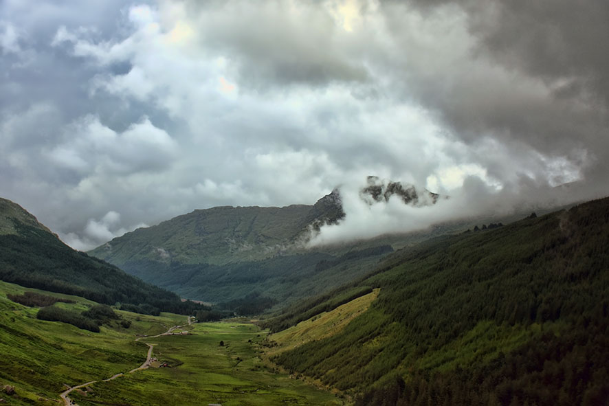 Schots landschap met wolken