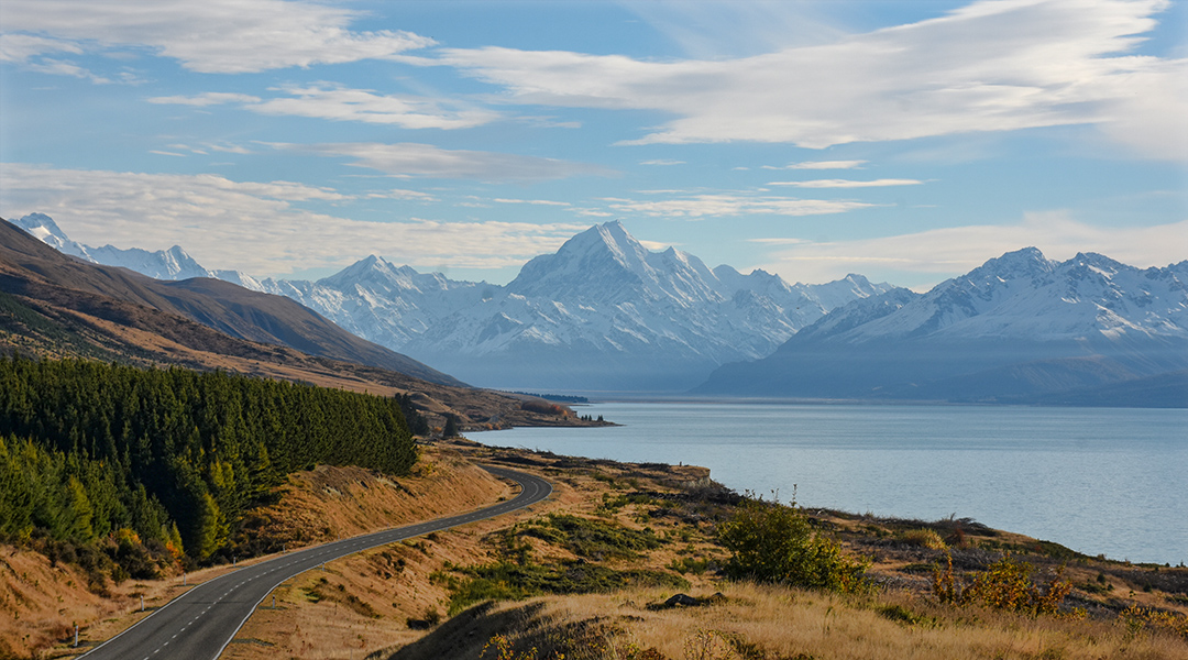 Uitzicht op Mount Cook, Nieuw-Zeeland vanaf Peter's lookout